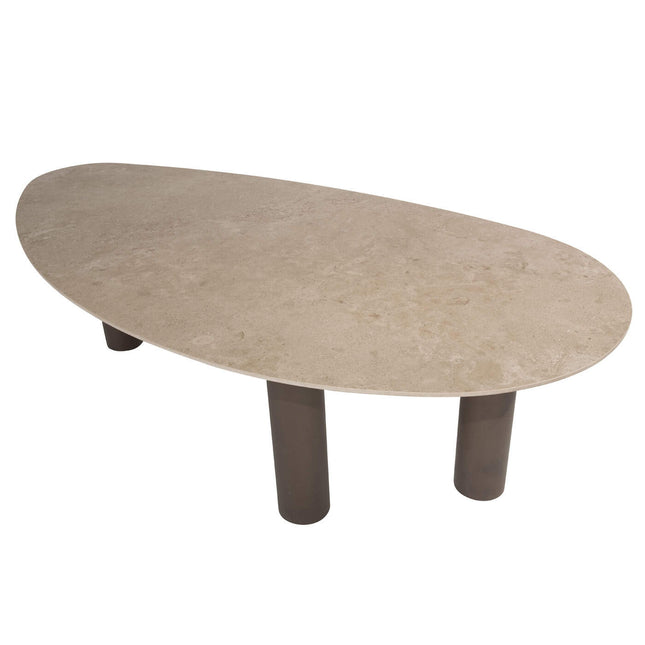 4 Seasons Outdoor Allora dining stoel terre + Arizona tafel keramisch blad kiezel-vorm 240 cm