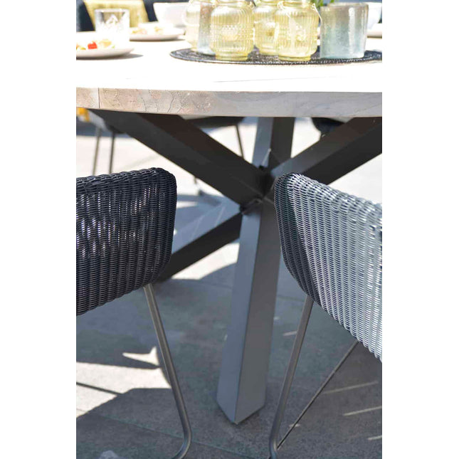 Taste 4SO Louvre teak tafel 160 Ø cm aluminium onderstel