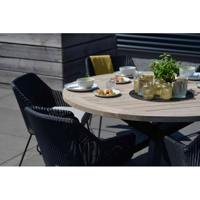 Taste 4SO Louvre teak tafel 160 Ø cm aluminium onderstel