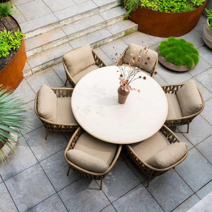 4 Seasons Outdoor Biarritz low dining set Amber + Hampton low dining tafel 160 Ø cm - Image 2