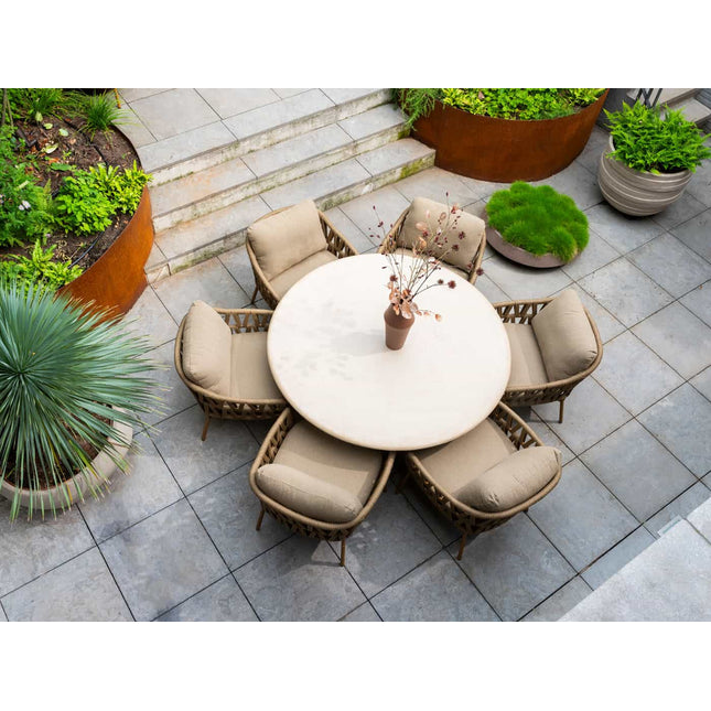 4 Seasons Outdoor Biarritz low dining set Amber + Hampton low dining tafel 160 Ø cm - Image 2