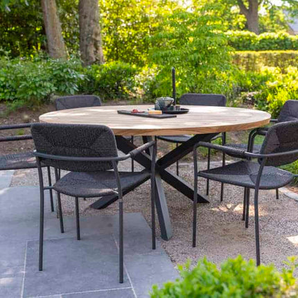 Taste 4SO Prado teak tafel 160 Ø cm antraciet onderstel