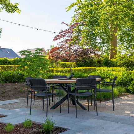 Taste 4SO Prado teak tafel 160 Ø cm antraciet onderstel