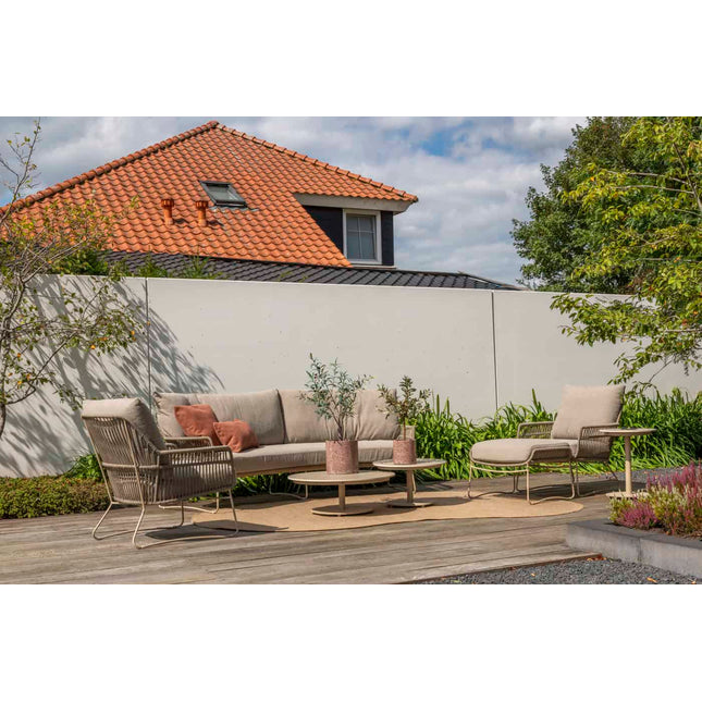 4 Seasons Outdoor Boaz salontafel met keramisch tafelblad, centrale poot latte 60 cm. Ø (H 35)