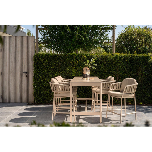 Taste 4SO Calma high dining + Soho tafel met keramiek tafelblad 220×75 cm latte - Image 4