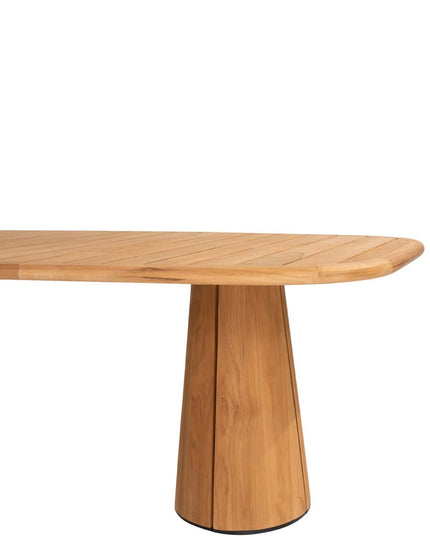 4 Seasons Outdoor Jura dining + Taste 4SO Capri tafel barrel-vorm teak 240 x 110 cm