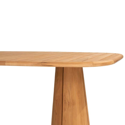 4 Seasons Outdoor Fabrice dining stoel latte + Taste 4SO Capri tafel barrel-vorm teak 280 cm