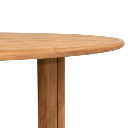 4 Seasons Outdoor Fabrice dining stoel latte + Taste 4SO Corsica tafel teak 160 Ø cm