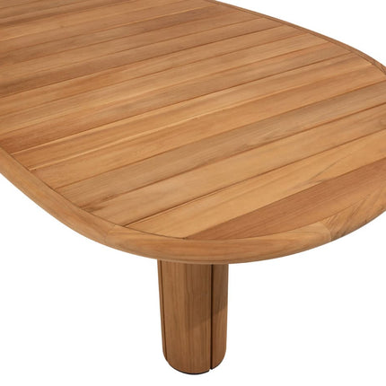 4 Seasons Outdoor Nora dining stoel + Taste 4SO Corsica tafel kiezel-vorm teak 240 cm