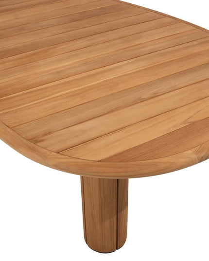 4 Seasons Outdoor Fabrice dining stoel latte + Taste 4SO Corsica tafel kiezel-vorm teak 240 cm