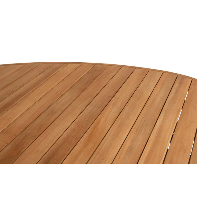4 Seasons Outdoor Bernini dining stoel + Taste 4SO Corsica tafel kiezel-vorm teak 240 cm