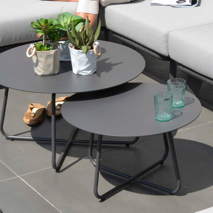 4 Seasons Outdoor Taste 4SO Albareto organische loungebank + voetenbank + Dali salontafels