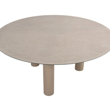 Taste 4SO Manitoba stapelbare dining stoel latte + Donato tafel 160 Ø cm met geprint keramiek blad