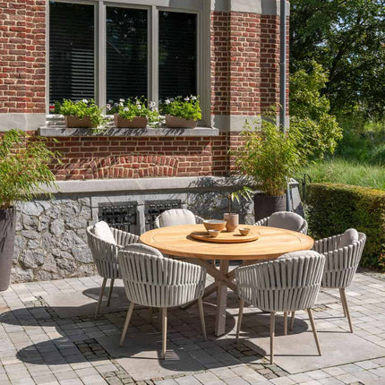 Taste 4SO Eva dining + Prado teak tafel 160 Ø cm + lazy susan