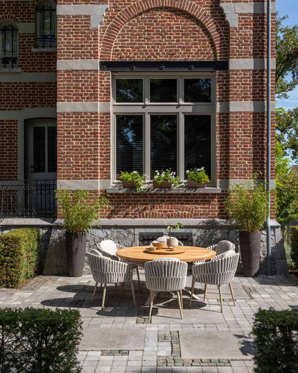 Taste 4SO Eva dining + Prado teak tafel 130 Ø cm