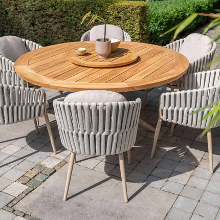 Taste 4SO Eva dining + Prado teak tafel 160 Ø cm + lazy susan