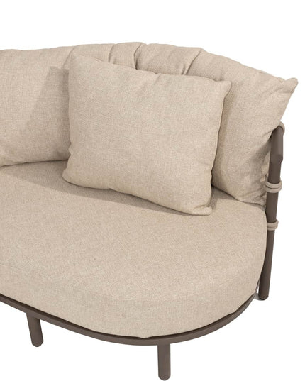 4 Seasons Outdoor Ezra chaise lounge bank + loungestoel + Finn salontafel kiezel-vorm