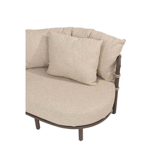 4 Seasons Outdoor Ezra chaise lounge bank + loungestoel + Finn salontafel kiezel-vorm