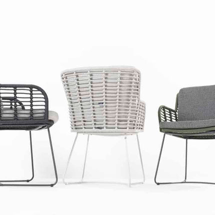 4 Seasons Outdoor Fabrice dining antraciet + Taste 4SO Prado teak tafel 130 Ø cm