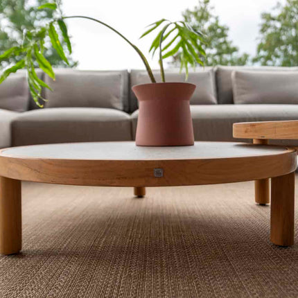 4 Seasons Outdoor Marie chaise lounge bank + center + loungestoel + Finn salontafels teakhout*