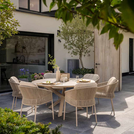 Taste 4SO Florence dining + Prado tafel met keramisch tafelblad latte 160 cm Ø - Image 2