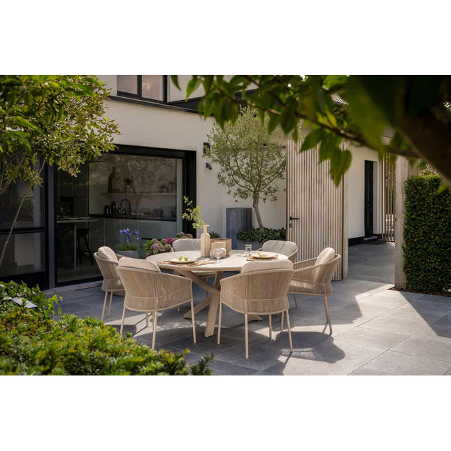 Taste 4SO Florence dining + Prado tafel met keramisch tafelblad latte 160 cm Ø - Image 2