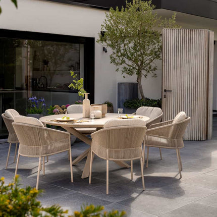 Taste 4SO Florence dining + Prado tafel met keramisch tafelblad latte 160 cm Ø - Image 6