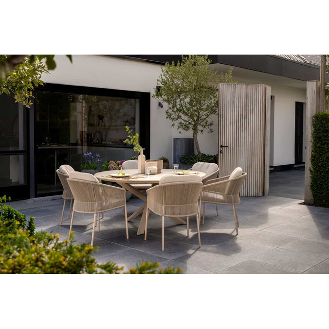 Taste 4SO Florence dining + Prado tafel met keramisch tafelblad latte 160 cm Ø - Image 6