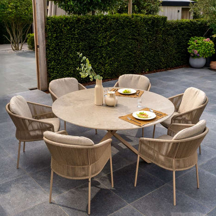 Taste 4SO Florence dining + Prado tafel met keramisch tafelblad latte 160 cm Ø - Image 5