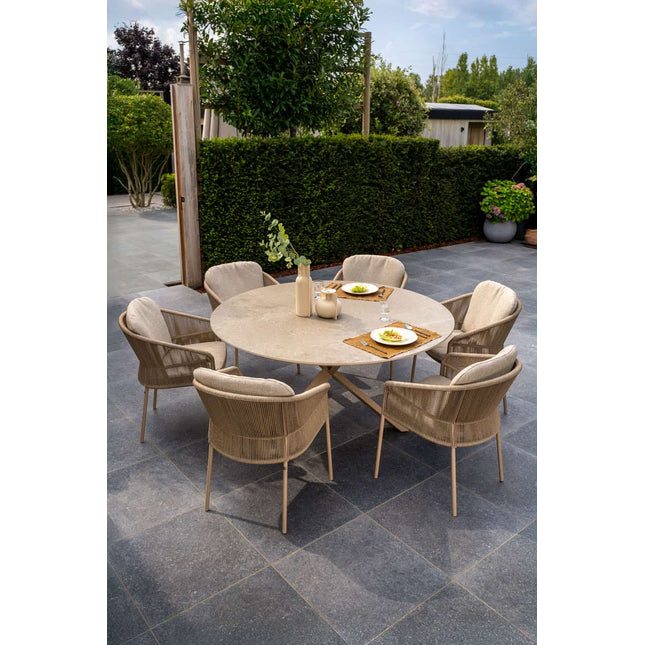 Taste 4SO Florence dining + Prado tafel met keramisch tafelblad latte 160 cm Ø - Image 5