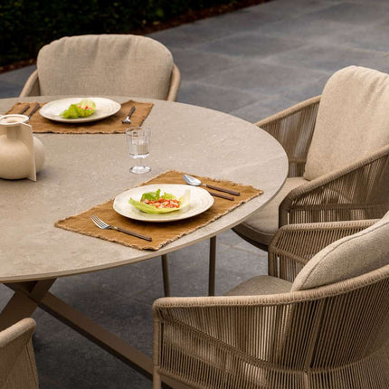 Taste 4SO Florence dining + Prado tafel met keramisch tafelblad latte 160 cm Ø - Image 4