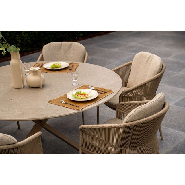 Taste 4SO Florence dining + Prado tafel met keramisch tafelblad latte 160 cm Ø - Image 4
