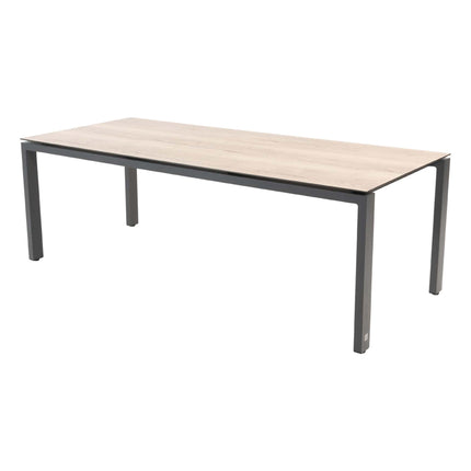 4 Seasons Outdoor Fabrice dining antraciet + 4 Seasons Outdoor Goa tafel HPL wood look 220 cm