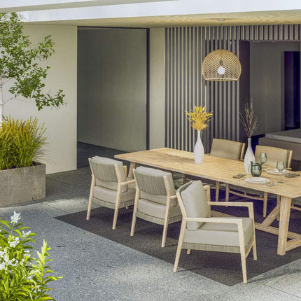 4 Seasons Outdoor Julia low dining stoel brushed teak incl. 2 kussens