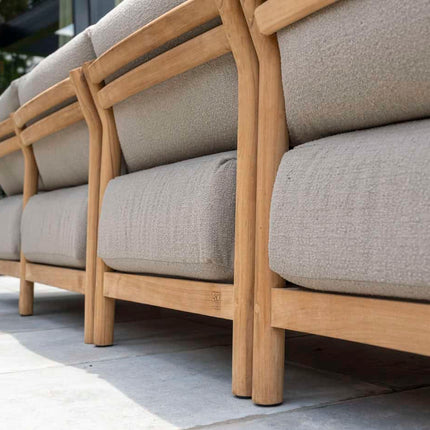 4 Seasons Outdoor Marie chaise lounge bank + center + loungestoel + Finn salontafels teakhout*