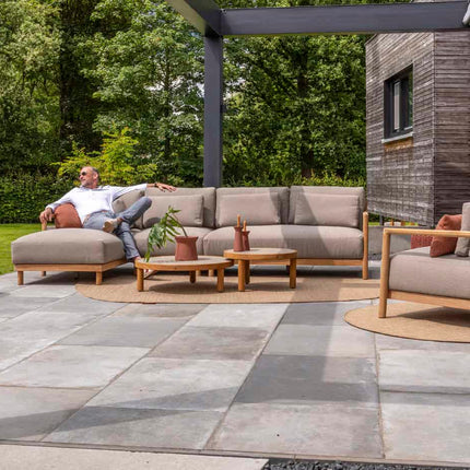 4 Seasons Outdoor Marie chaise lounge bank + center + loungestoel + Finn salontafels teakhout*