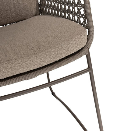 4 Seasons Outdoor Moretti high back dining stoel + Taste 4SO Prado teak tafel 130 Ø cm