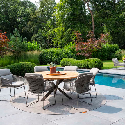 4 Seasons Outdoor Moretti high back dining stoel + Taste 4SO Prado teak tafel 160 Ø cm terre onderstel - Image 4