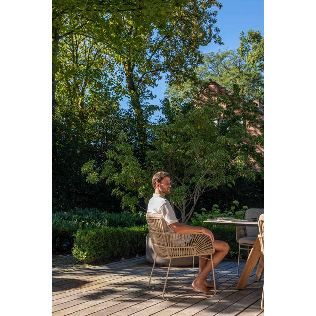 4 Seasons Outdoor Murcia dining latte (6 st.) + Taste 4SO Prado teak tafel latte onderstel Ø 160 cm