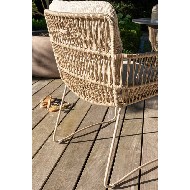 4 Seasons Outdoor Murcia dining latte (6 st.) + Taste 4SO Prado teak tafel latte onderstel Ø 160 cm