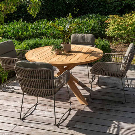 4 Seasons Outdoor Murcia dining olive + Taste 4SO Prado teak tafel 160 Ø cm