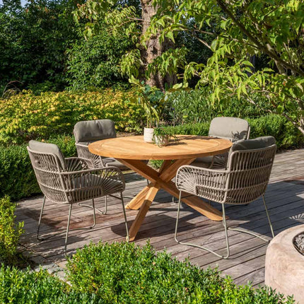 4 Seasons Outdoor Murcia dining olive + Taste 4SO Prado teak tafel ovaal 240 cm