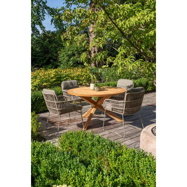 4 Seasons Outdoor Murcia dining olive + Taste 4SO Prado teak tafel ovaal 240 cm