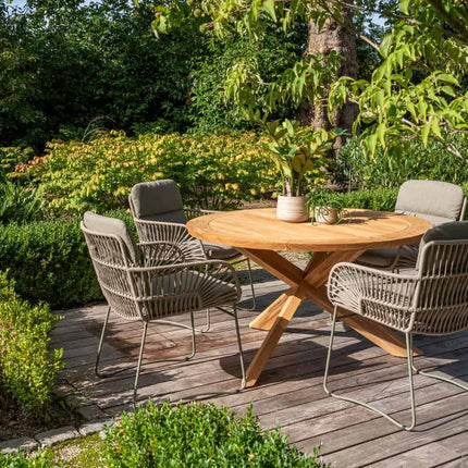 4 Seasons Outdoor Murcia dining olive + Taste 4SO Prado teak tafel 160 Ø cm