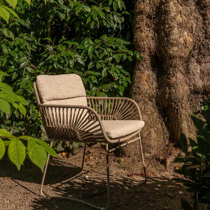 4 Seasons Outdoor Murcia dining latte + Taste 4SO Prado teak tafel 130 Ø cm