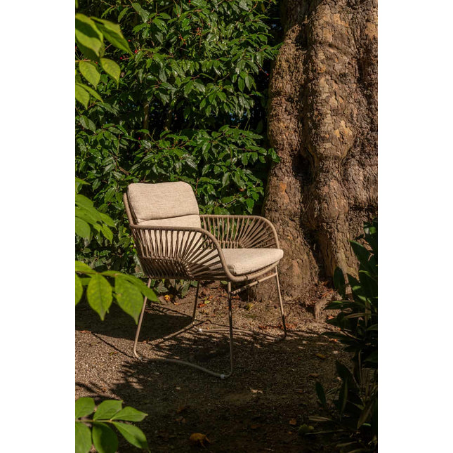 4 Seasons Outdoor Murcia dining latte + Taste 4SO Prado teak tafel 130 Ø cm