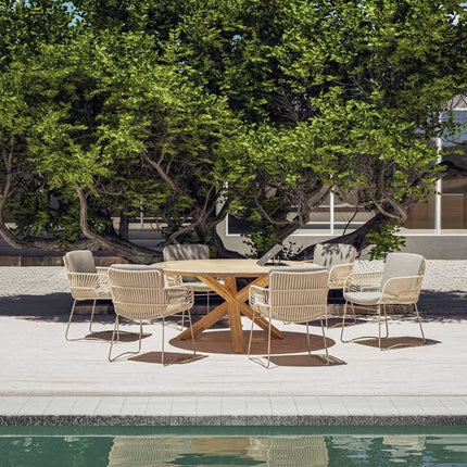 4 Seasons Outdoor Murcia dining latte + Taste 4SO Prado teak tafel ovaal 240 cm