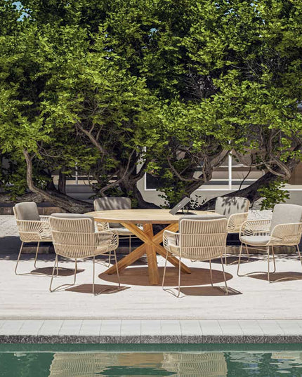 4 Seasons Outdoor Murcia dining latte + Taste 4SO Prado teak tafel ovaal 240 cm