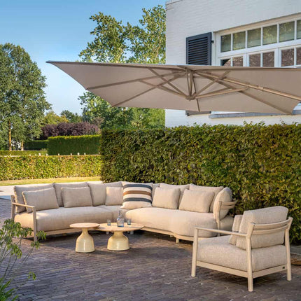 4 Seasons Outdoor Mykonos modulair corner lounge + lounge stoel + June creme salontafels - Image 2