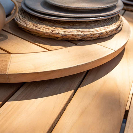 4 Seasons Outdoor Aprilla dining antraciet + Taste 4SO Prado teak tafel 160 Ø cm + lazy susan
